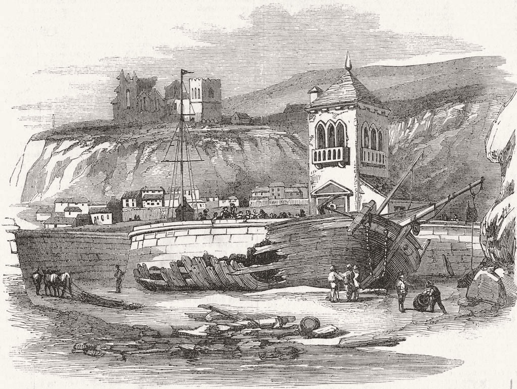 WHITBY. Wreck of Brigs Mary & Hope, Yorks 1851 old antique print picture